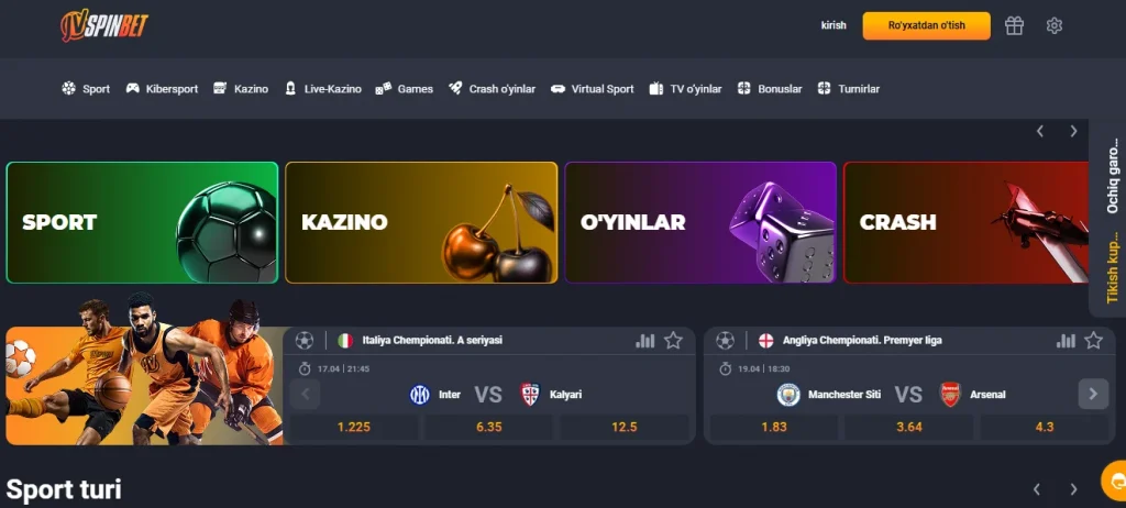 JVSpinBet UZ rasmiy veb-sayti
